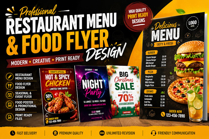 design restaurant food sale menu event gym party promotional poster flyer design