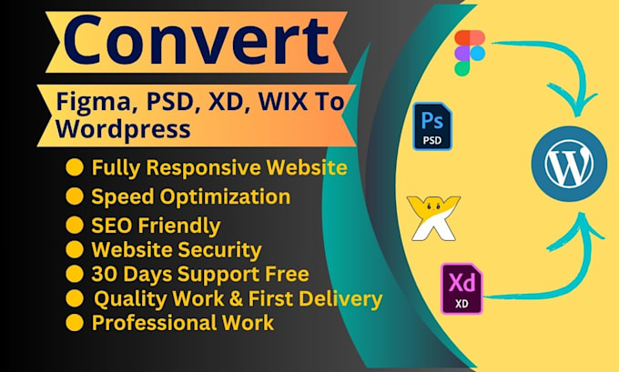 convert figma to elementor, figma to wordpress or wix to wordpress