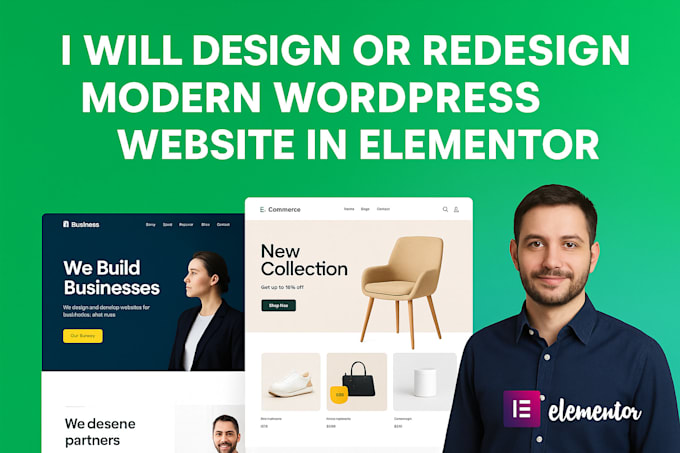 design or redesign modern wordpress website in elementor