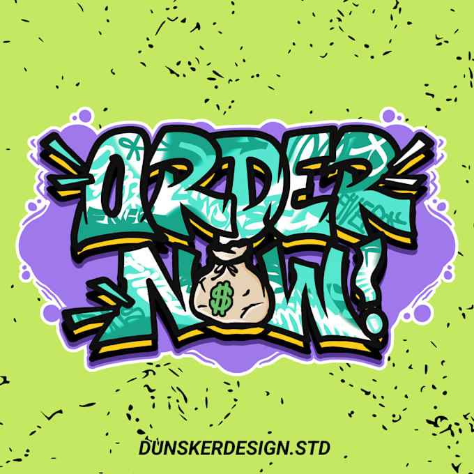 custom design graffiti, logo, illustration with character