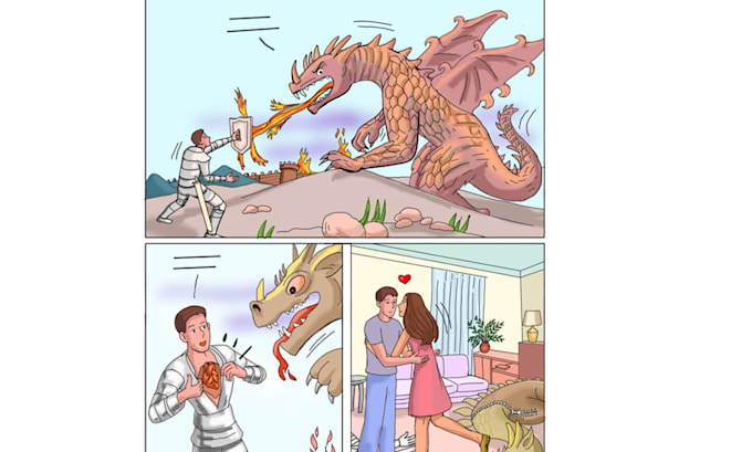 do illustrations and comics for social media and print media