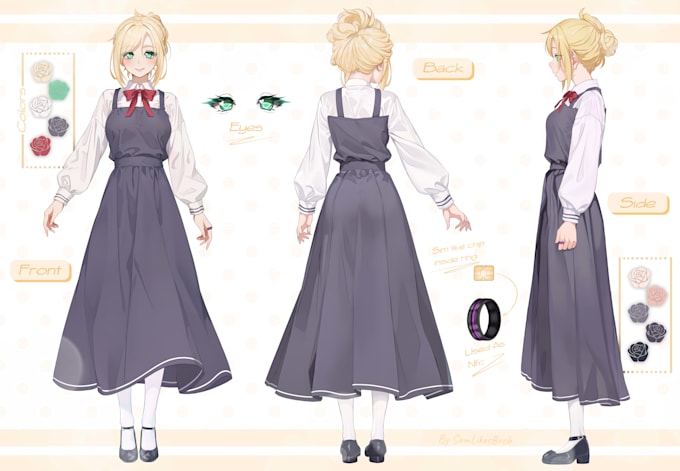 draw a character sheet of your oc, vtuber or anime avatar