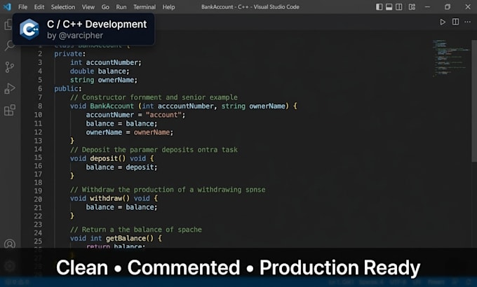 develop c cpp software solutions, fix bugs and implement oop dsa patterns