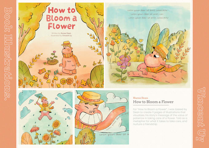 create whimsical and funny book illustrations