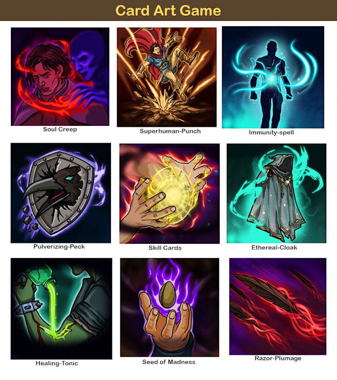 draw card game illustration, card game art