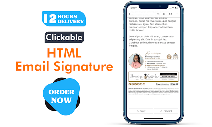 make professional clickable HTML email signature design with headshot and logo