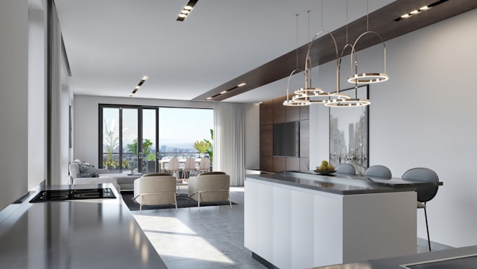 create photorealistic 3d kitchen interior renderings