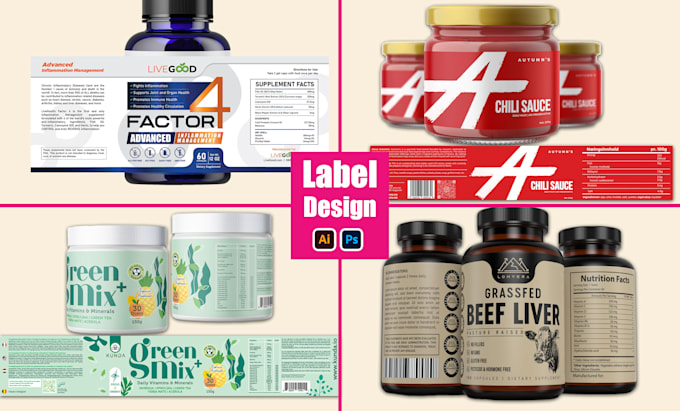 food supplement label, food label design, sauce label, luxury label design