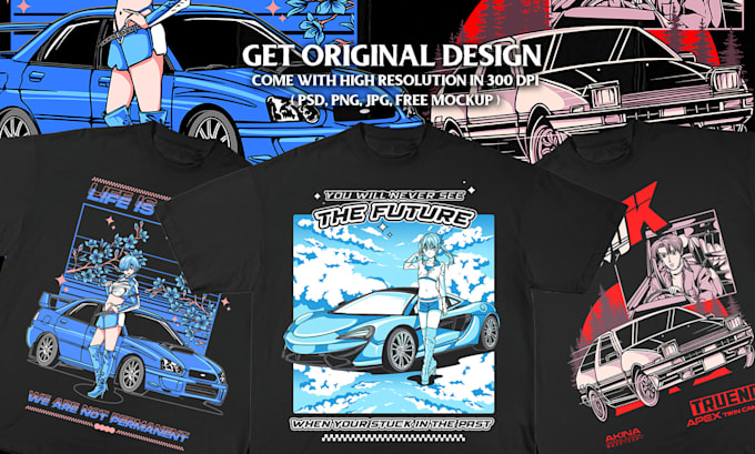 do anime and car t shirt design for you