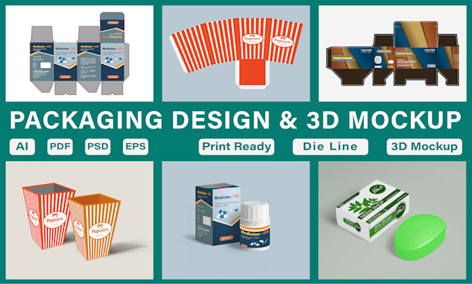 do product packaging label, box design with 3d mockup