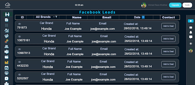 create a crm solution for meta leads and email marketing