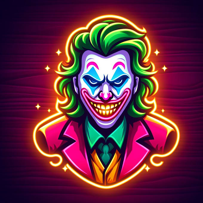 make different neon joker mascot logo design with express delivery