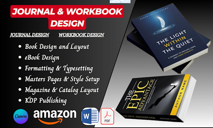 amazon kdp formatting for digital journal design workbook canva ebook design