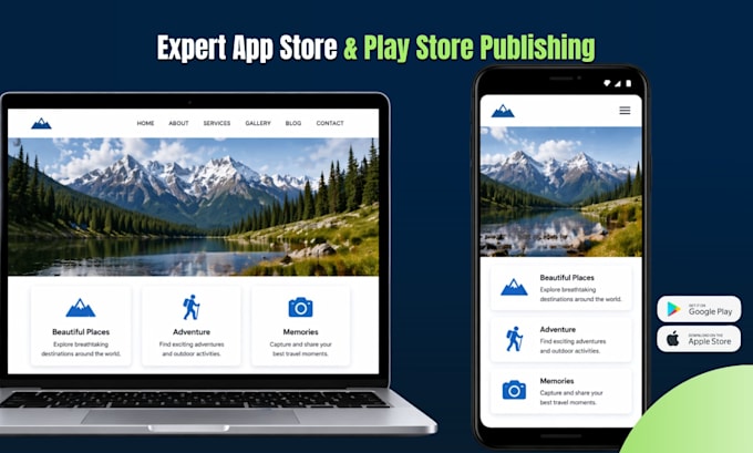 publish and upload your android and ios app to google play and apple store