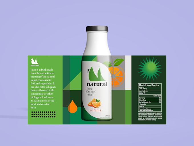 design juice bottle label and juice packaging design