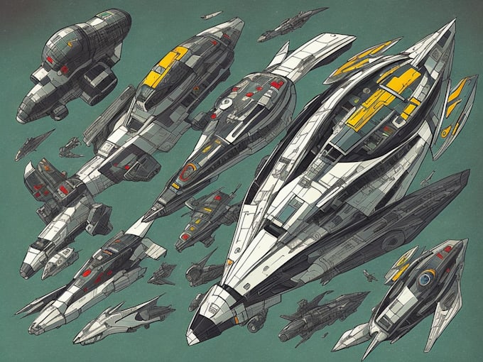 do an original space scenes, any science fiction, spaceships
