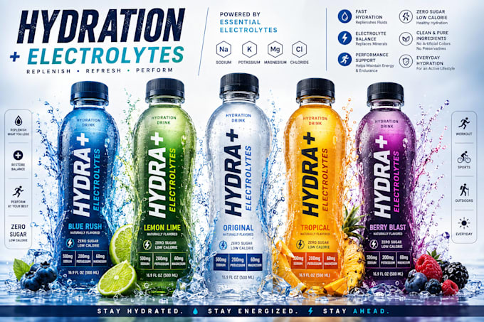 do beer, water, energy drink, and juice label design