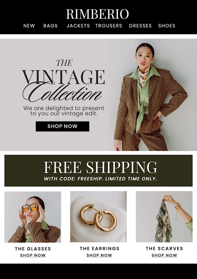 do editable email template for mailchimp, klaviyo automation