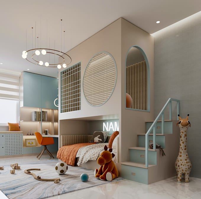 design kids room interior, kids bedroom and nursery