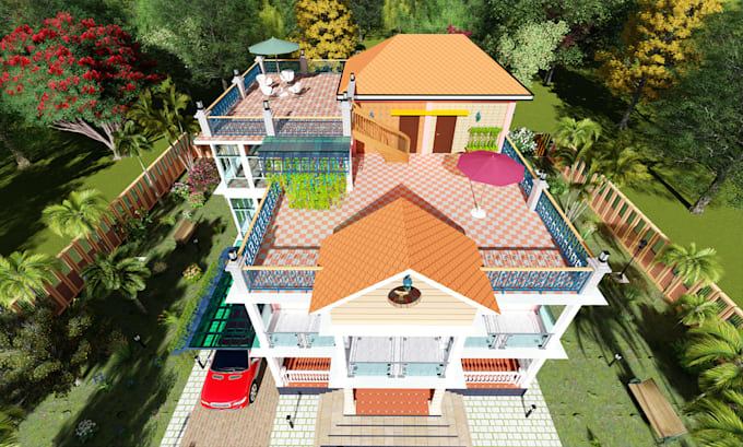 make 3d exterior model and rendering
