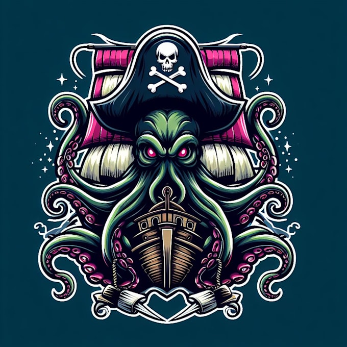 make modern kraken octopush mascot ship logo only 15 hours