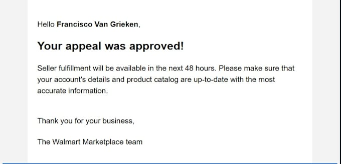 reinstate suspended walmart seller center account in 48 hours