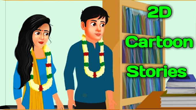 make 2d animation cartoon romantic stories, 2d cartoon hindi bangla