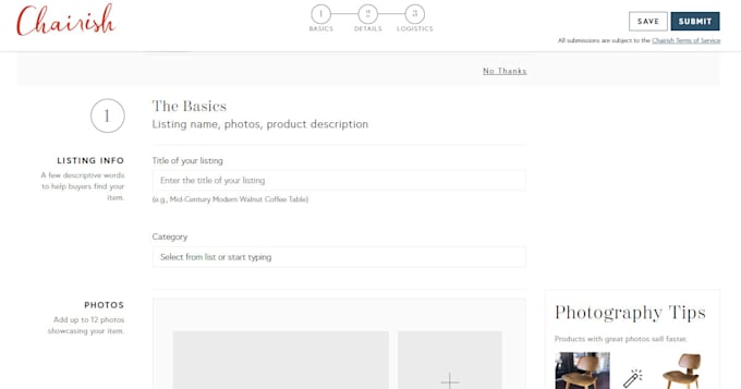 upload product on amazon,chairish and 1stdibs