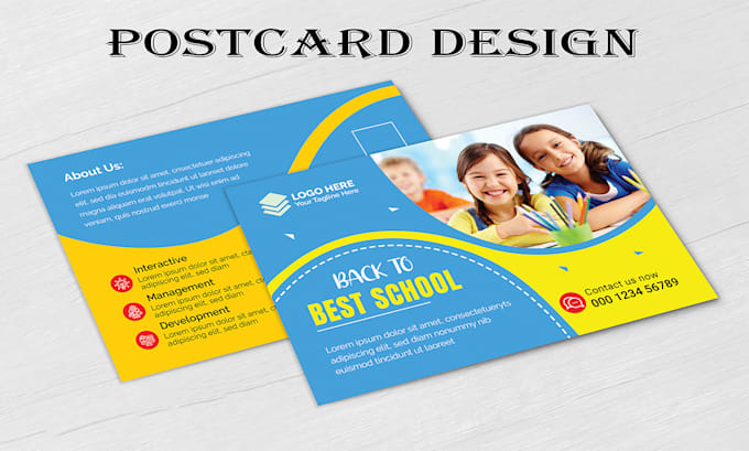 modern education kids awesome postcard design