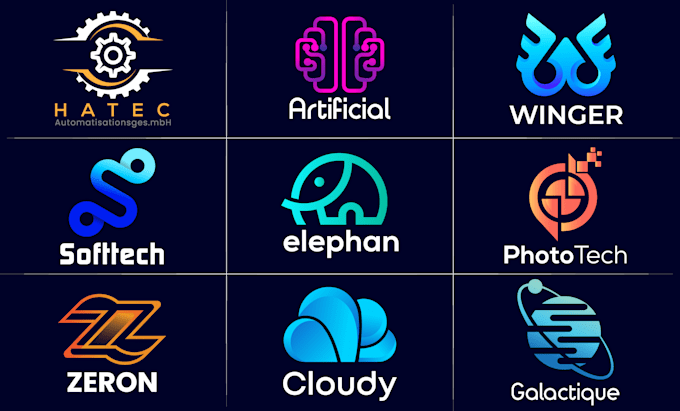 do modern saas tech startup software cyber security app logo with branding kit