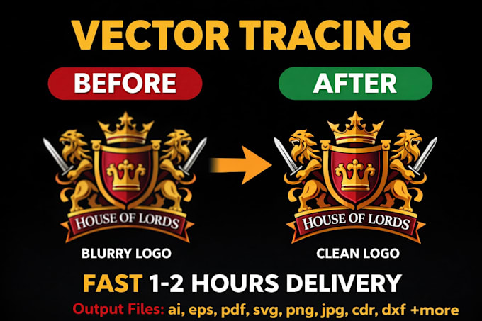 manuallly vector trace, redraw, and recreate your logo or image into vector