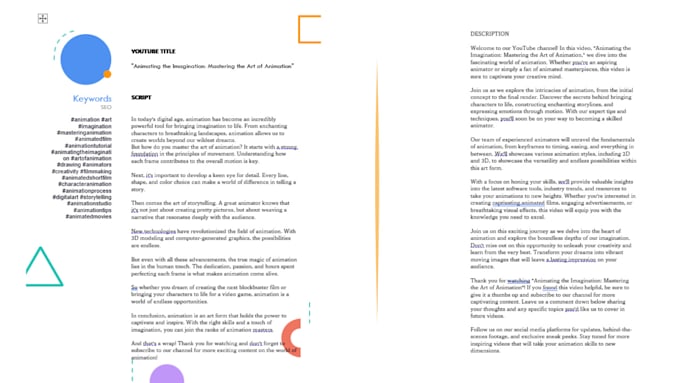 research and write 2 SEO focused youtube scripts