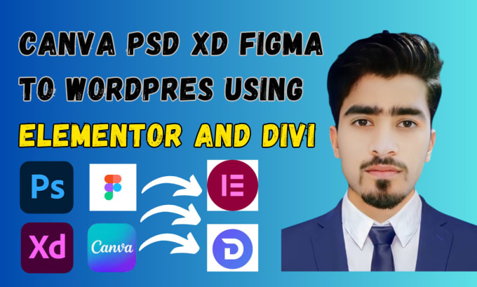 Convert canva, psd, xd, figma to wordpress using elementor, divi by ...