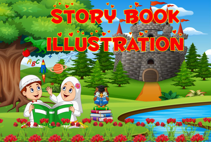 create children story book illustration and children story book illustration