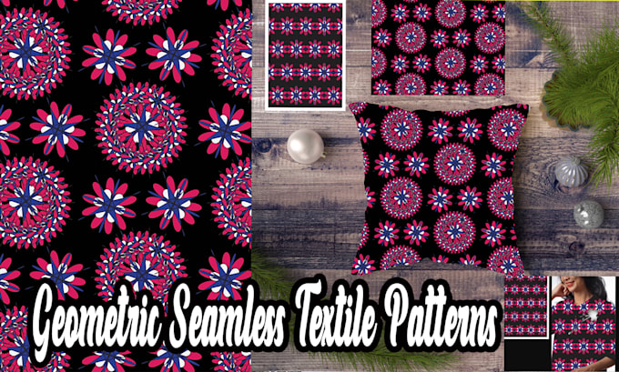 design geometric floral seamless repeat  textile pattern