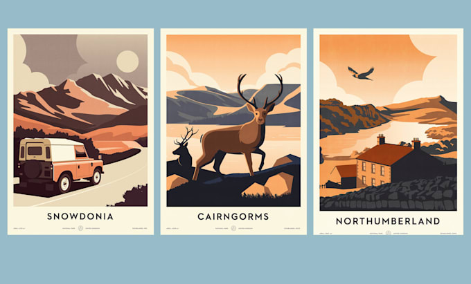 design beautiful minimalist travel poster and landscape art