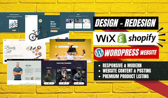 design wordpress website developer, wix web design, shopify dropshipping store