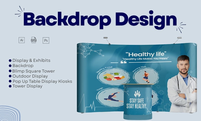 create print ready, trade show booth, backdrop, pop up banner, exhibition stand