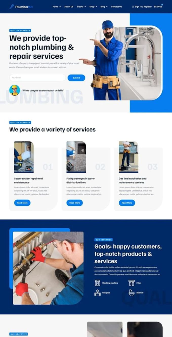 design cleaner, mover, plumber, electrician website