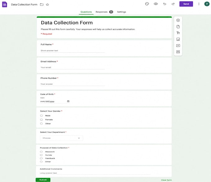 create professional google forms and survey forms