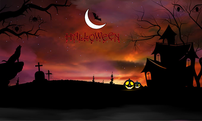draw mesmeric custom halloween illustration for you