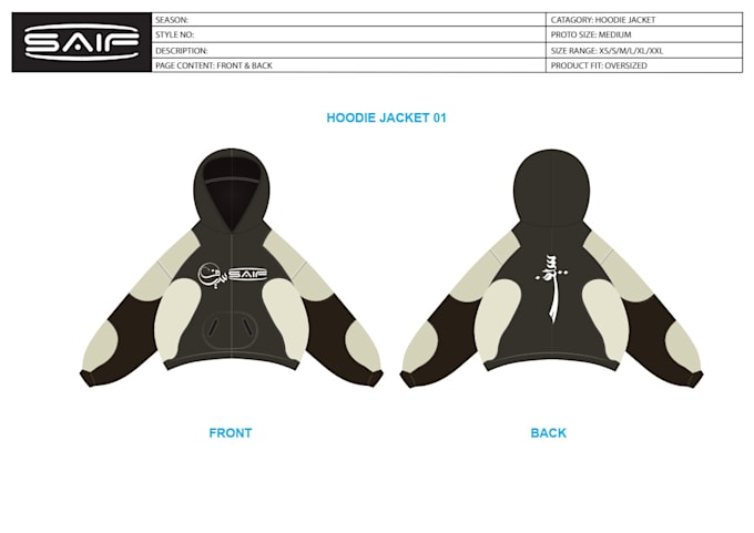 design hoodie jacket and tech pack