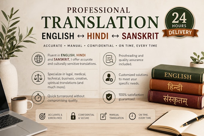 manually translate english to hindi and sanskrit, and vice versa