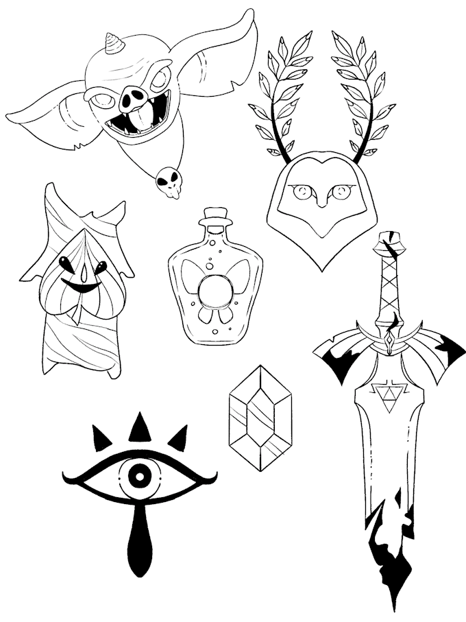 design a tattoo in black lines