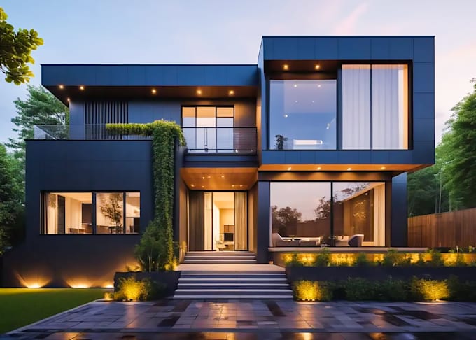 do stunning exterior design, 3d rendering for 3d house and 3d building model