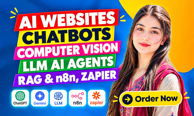 build ai websites, chatbots, computer vision, llm ai agents rag and n8n, zapier