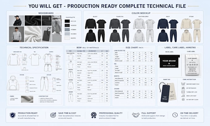provide apparel tech pack with complete solutions