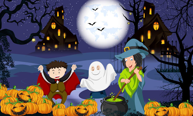 make halloween themed custom illustrations for you