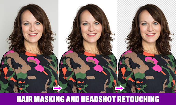 do advanced hair masking, headshot retouching professionally