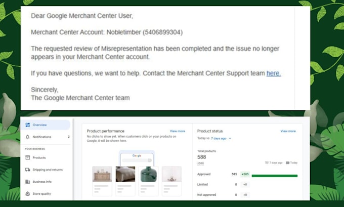 fix google merchant center suspension and set up high converting shopping ads